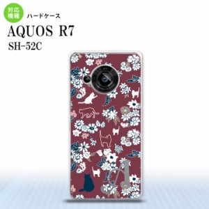 SH-52C AQUOS R7 スマホケース 背面ケース ハードケース 猫 花 紫 +アルファベット 2022年 7月発売 nk-r7-1722i