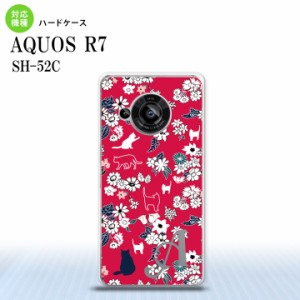 SH-52C AQUOS R7 スマホケース 背面ケース ハードケース 猫 花 赤 +アルファベット 2022年 7月発売 nk-r7-1723i