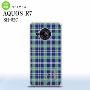 SH-52C AQUOS R7 スマホケース 背面ケース ハードケース チェック B 青 +アルファベット 2022年 7月発売 nk-r7-438i