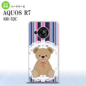 SH-52C AQUOS R7 スマホケース 背面ケース ハードケース くま ストライプ レース 青 ピンク 2022年 7月発売 nk-r7-759