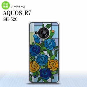 SH-52C AQUOS R7 背面ケース カバー ステンドグラス風 おしゃれ バラ ブルー ステンドグラス風 かわいい おしゃれ  nk-r7-sg13