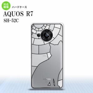 SH-52C AQUOS R7 背面ケース カバー ステンドグラス風 おしゃれ 猫 ホワイト ステンドグラス風 かわいい おしゃれ  nk-r7-sg52