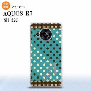 SH-52C AQUOS R7 スマホケース 背面ケースソフトケース ドット 水玉 C 青緑 茶 +アルファベット 2022年 7月発売 nk-r7-tp1654i