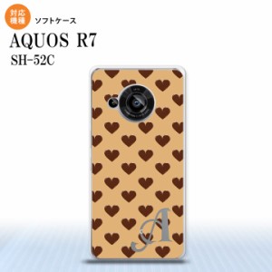 SH-52C AQUOS R7 スマホケース 背面ケースソフトケース ハート B 茶 +アルファベット 2022年 7月発売 nk-r7-tp171i