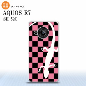 SH-52C AQUOS R7 スマホケース 背面ケースソフトケース トカゲ 市松 ピンク 2022年 7月発売 nk-r7-tp863