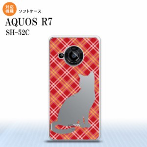 SH-52C AQUOS R7 スマホケース 背面ケースソフトケース 猫 チェック A 赤 2022年 7月発売 nk-r7-tp951