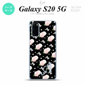 SC-51A SCG01 Galaxy S20 スマホケース ハードケース 花柄 バラ リボン 黒 +アルファベット メンズ レディース nk-s20-257i