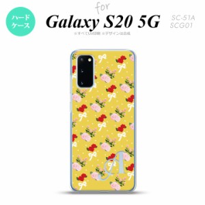 SC-51A SCG01 Galaxy S20 スマホケース ハードケース 花柄 バラ リボン 黄 +アルファベット メンズ レディース nk-s20-263i