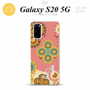 SC-51A SCG01 Galaxy S20 スマホケース ソフトケース エスニック 花柄 ピンク ベージュ +アルファベット メンズ レディース nk-s20-tp158