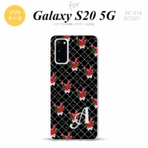 SC-51A SCG01 Galaxy S20 スマホケース ソフトケース 花柄 バラ 編み 黒 +アルファベット メンズ レディース nk-s20-tp267i