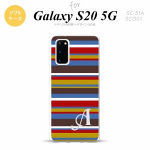 SC-51A SCG01 Galaxy S20 スマホケース ソフトケース ボーダー ブルーブラウン +アルファベット メンズ レディース nk-s20-tp703i