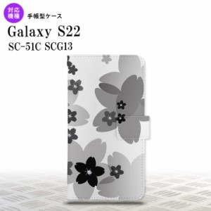 SC-51C SCG13 Galaxy S22 手帳型スマホケース カバー 花柄 サクラ 黒  nk-004s-s22-dr055