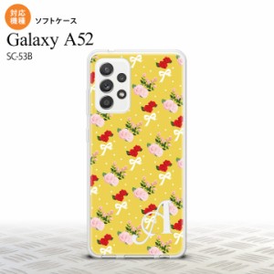 SC-53B Galaxy A52 スマホケース ソフトケース 花柄 バラ リボン 黄 +アルファベット メンズ レディース nk-sc53b-tp263i