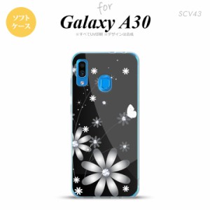SCV43 Galaxy A30 SCV43 スマホケース ソフト カバー 花柄 ガーベラ 黒 nk-scv43-tp065