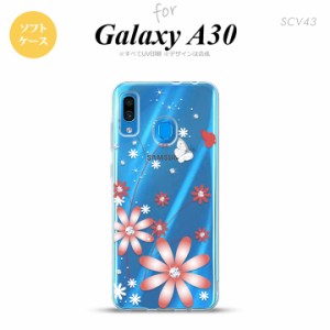 SCV43 Galaxy A30 SCV43 スマホケース ソフト カバー 花柄 ガーベラ 透明 赤 nk-scv43-tp072