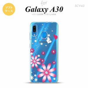 SCV43 Galaxy A30 SCV43 スマホケース ソフト カバー 花柄 ガーベラ 透明 ピンク nk-scv43-tp073