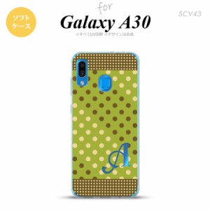 SCV43 Galaxy A30 SCV43 スマホケース ソフト カバー ドット 水玉 C 緑 茶 +アルファベット nk-scv43-tp1656i