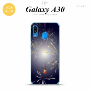 SCV43 Galaxy A30 SCV43 スマホケース ソフト カバー 花火 線香花火 紺 nk-scv43-tp322