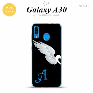 SCV43 Galaxy A30 SCV43 スマホケース ソフト カバー 翼 ペア 左 黒 +アルファベット nk-scv43-tp477i