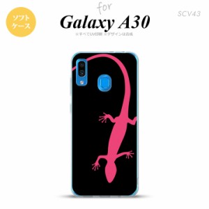 SCV43 Galaxy A30 SCV43 スマホケース ソフト カバー トカゲ 黒 ピンク nk-scv43-tp507