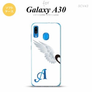 SCV43 Galaxy A30 SCV43 スマホケース ソフト カバー 翼 ペア 左 白 +アルファベット nk-scv43-tp788i