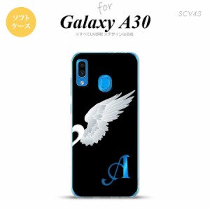 SCV43 Galaxy A30 SCV43 スマホケース ソフト カバー 翼 ペア 右 黒 +アルファベット nk-scv43-tp789i
