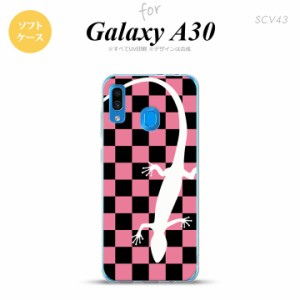 SCV43 Galaxy A30 SCV43 スマホケース ソフト カバー トカゲ 市松 ピンク nk-scv43-tp863