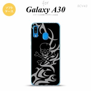 SCV43 Galaxy A30 SCV43 スマホケース ソフト カバー ドクロ 黒 グレー nk-scv43-tp866