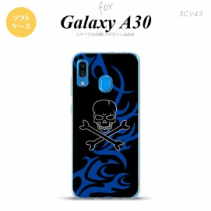 SCV43 Galaxy A30 SCV43 スマホケース ソフト カバー ドクロ 黒 青 nk-scv43-tp867