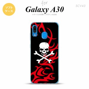 SCV43 Galaxy A30 SCV43 スマホケース ソフト カバー ドクロ 白 赤 nk-scv43-tp872