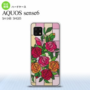 SH-54B SHG05 AQUOS sense6 背面ケース カバー ステンドグラス風 おしゃれ バラ ピンク ステンドグラス風 かわいい おしゃれ 背面ケース 