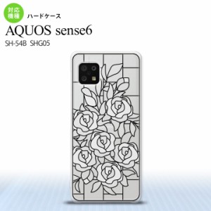 SH-54B SHG05 AQUOS sense6 背面ケース カバー ステンドグラス風 おしゃれ バラ ホワイト ステンドグラス風 かわいい おしゃれ 背面ケー