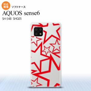 SH-54B SHG05 AQUOS sense6 スマホケース ソフトケース 星 クリア 赤 メンズ レディース nk-sens6-tp1116