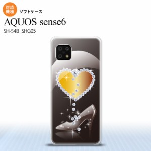 SH-54B SHG05 AQUOS sense6 スマホケース ソフトケース ハート ガラスの靴 黒 メンズ レディース nk-sens6-tp236