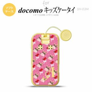 SH-03M キッズケータイSH-03M スマホケース ソフトケース 花柄 バラ リボン ピンク ビビット +アルファベット メンズ レディース nk-sh03