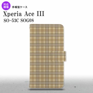 SO-53C SOG08 ワイモバイル Xperia Ace III 手帳型スマホケース カバー チェック ベージュ  nk-004s-so53c-dr444