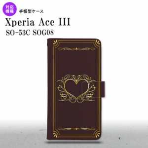 SO-53C SOG08 ワイモバイル Xperia Ace III 手帳型スマホケース カバー ハート 飾り 茶 金  nk-004s-so53c-dr619
