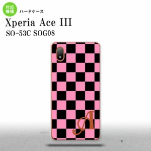 SO-53C SOG08 ワイモバイル Xperia Ace III スマホケース 背面ケース ハードケース スクエア 黒 ピンク +アルファベット 2022年 6月発売 