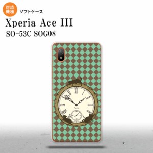 SO-53C SOG08 ワイモバイル Xperia Ace III スマホケース 背面ケースソフトケース 時計 チェック 緑 2022年 6月発売 nk-so53c-tp1223