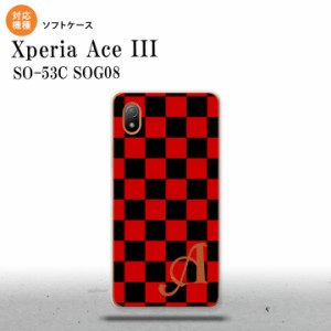 SO-53C SOG08 ワイモバイル Xperia Ace III スマホケース 背面ケースソフトケース スクエア 黒 赤 +アルファベット 2022年 6月発売 nk-so