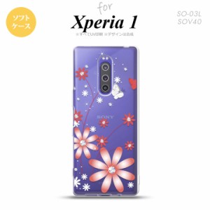 SO-03L SOV40 901SO Xperia 1 スマホケース ソフトカバー 花柄 ガーベラ 透明 赤 nk-xp1-tp072