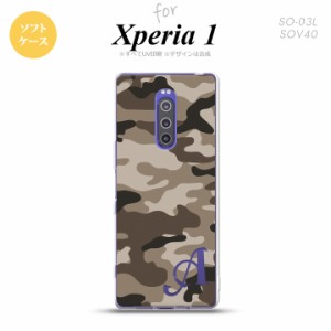 SO-03L SOV40 901SO Xperia 1 スマホケース ソフトカバー ウッドランド 迷彩 B 茶 +アルファベット nk-xp1-tp1156i