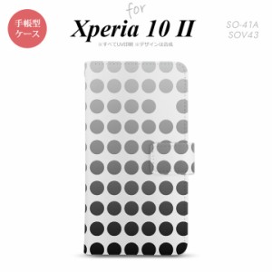 Xperia10 II 手帳型 スマホケース 全面印刷 おしゃれ ストラップホール有り 水玉 黒