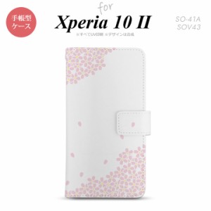 Xperia10 II 手帳型 スマホケース 全面印刷 おしゃれ ストラップホール有り 桜 薄ピンク
