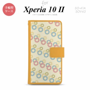 Xperia10 II 手帳型 スマホケース 全面印刷 おしゃれ ストラップホール有り 丸 黄
