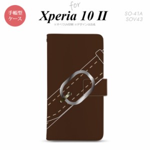 Xperia10 II 手帳型 スマホケース 全面印刷 おしゃれ ストラップホール有り ベルト 茶