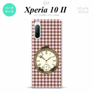 Xperia10 II スマホケース 背面カバー ストラップホール有 ハードケース 時計 チェック ピンク nk-xp102-1221