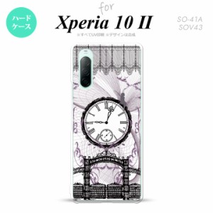 Xperia10 II スマホケース 背面カバー ストラップホール有 ハードケース 時計 妖精 黒 nk-xp102-1256