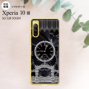 SO-52B SOG04 Xperia 10 III ケース ソフトケース 時計 妖精 黒 白 おしゃれ　おすすめ　人気　スタイリッシュ　スマート　フォトジェニ