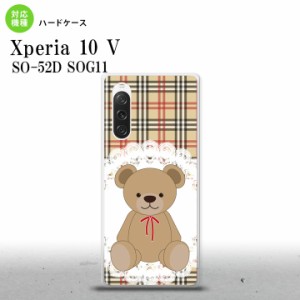 Xperia10V Xperia10V スマホケース 背面ケース ハードケース くま チェック レース 茶 赤 2023年 7月発売 nk-xp105-754